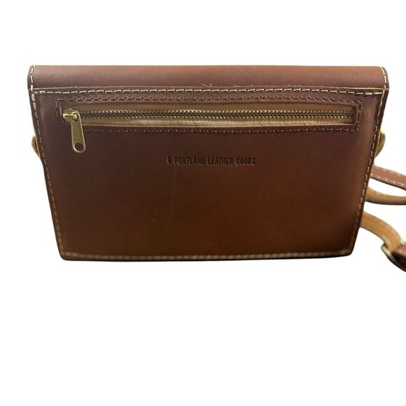 Portland Leather Works Purse Womens Brown Small Stitched Envelope Crossbody New - Picture 13 of 14